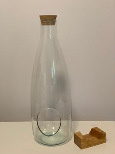 Glass Bottle Water Propagator with Wood Block