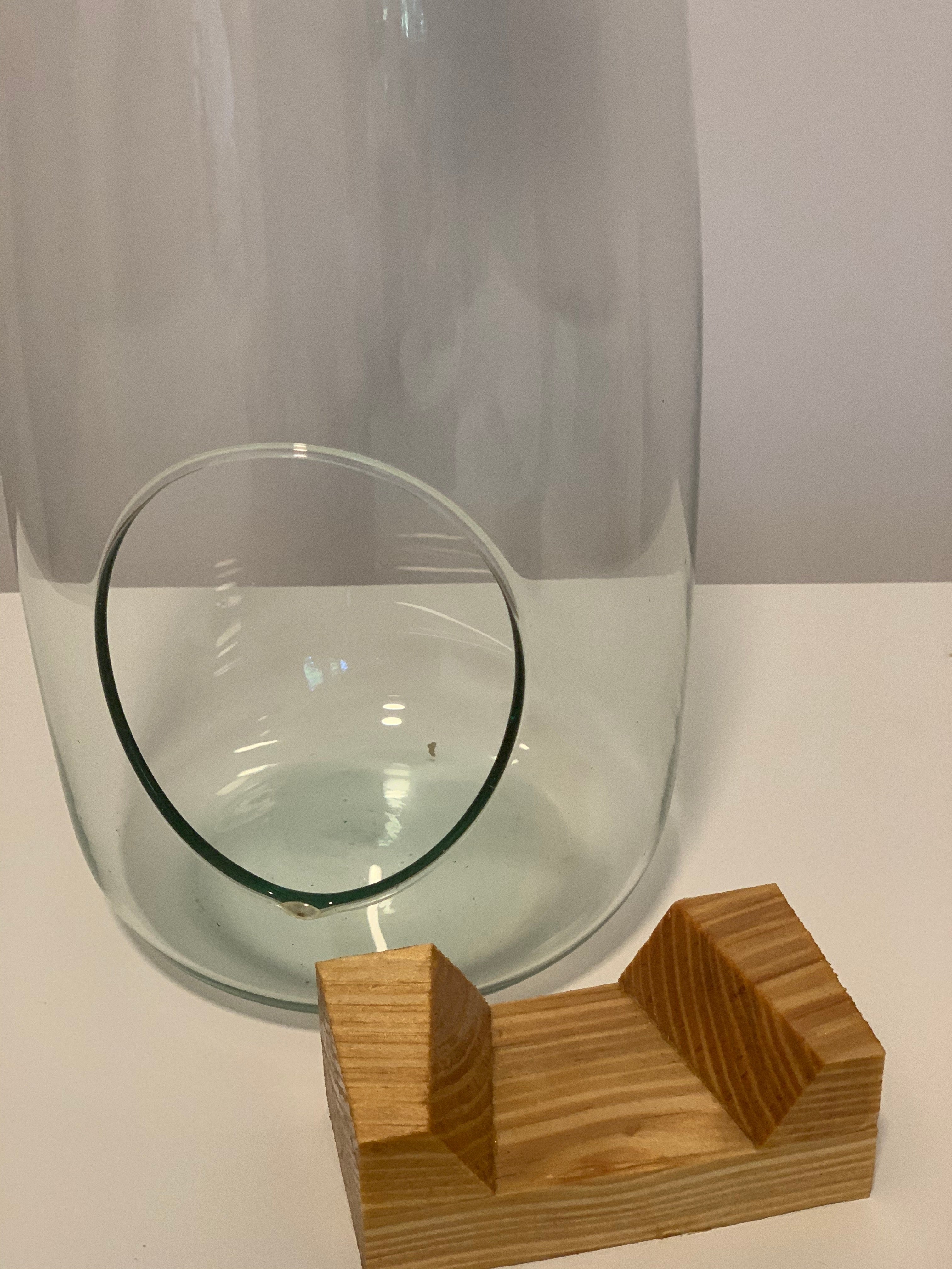 Glass Bottle Water Propagator with Wood Block